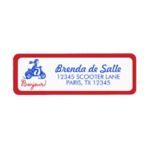 Bonjour Scooter Personalised Return Address Label