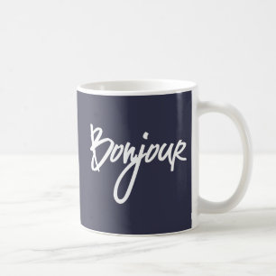Bonjour Script (White) for Lovers of France Coffee Mug