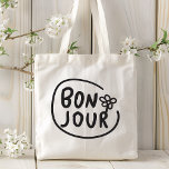 Bonjour Simple Modern Floral French Greeting  Tote Bag<br><div class="desc">Bonnjour Simple Modern Floral French Greeting Tote Bags features a simple modern design with the text "Bonjour" in modern script typography. Created by Evco Studio www.zazzle.com/store/evcostudio</div>