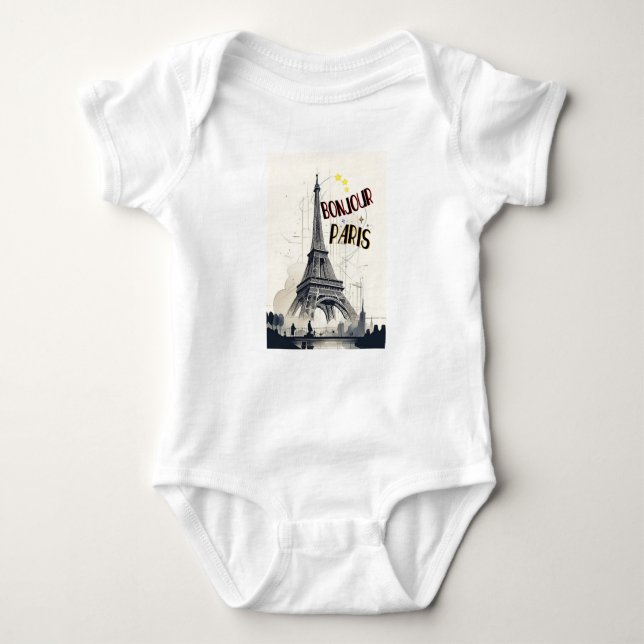 Bonjour Skyline Marathon Paris Baby Bodysuit (Front)