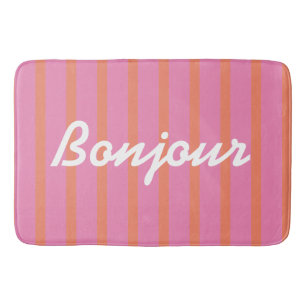 Bonjour Striped Pink Bath Mat