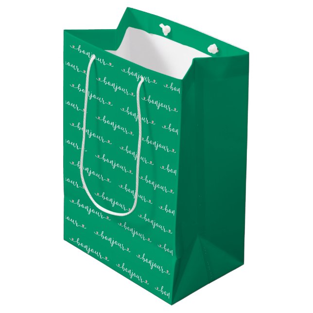 Bonjour Tiled Design Medium Gift Bag (Front Angled)