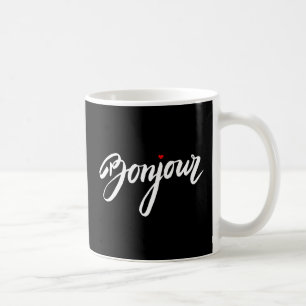 Bonjour with a Red Heart Coffee Mug