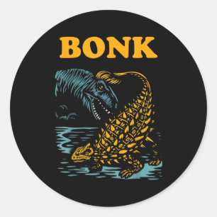 Bonk Dinosaur Funny Prehistoric Humor Design  Classic Round Sticker