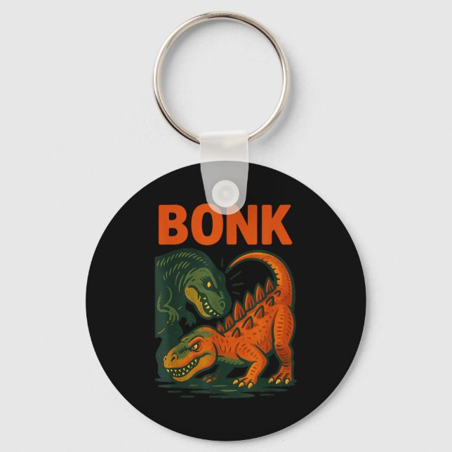 Bonk Dinosaur Funny Prehistoric Humor Design  Key Ring (Front)