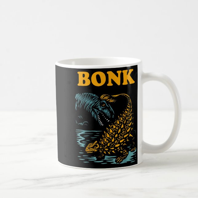 Bonk Dinosaur Funny Prehistoric Humour Design  Coffee Mug (Right)
