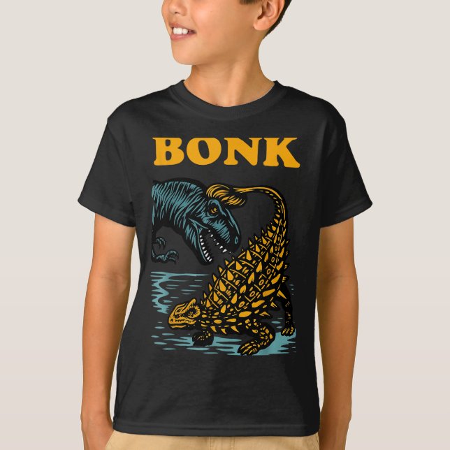 Bonk Dinosaur Funny Prehistoric Humour Design  T-Shirt (Front)