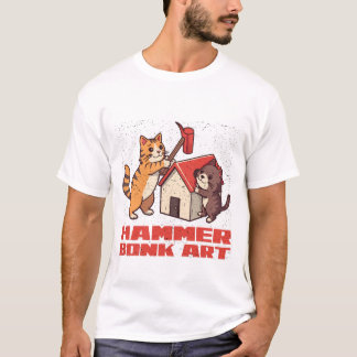 Bonk Hammer Cat Funny Meme Retro Cute Art T-Shirt