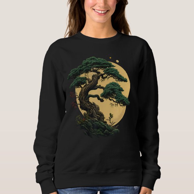 Bonkei Japanese Miniature tree gardening on Bonsai Sweatshirt (Front)