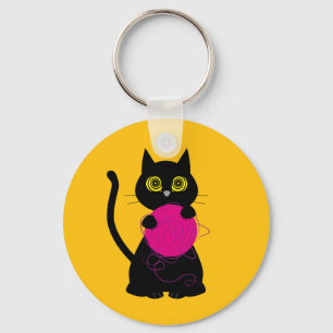 BONKERS Funny Black Cat Key Ring