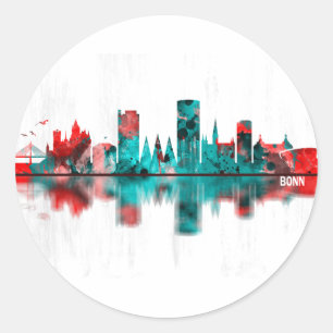 Bonn Germany Skyline Classic Round Sticker