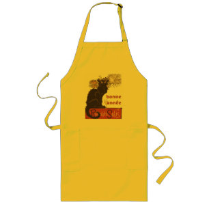 Bonne Annee Happy New Year Le Chat Noir  Long Apron