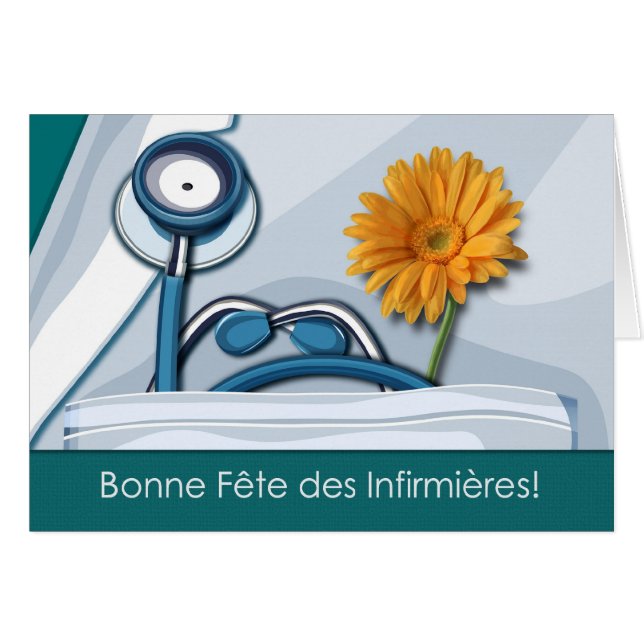 Bonne Fête des Infirmières. Nurses Day Card (Front Horizontal)
