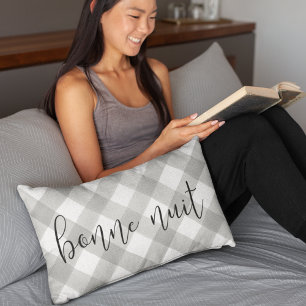 Bonne Nuit Grey & White Lumbar Cushion