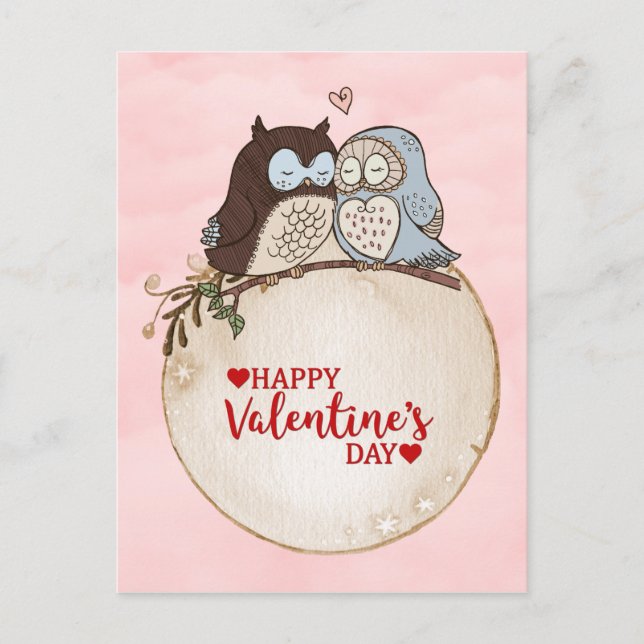 Bonne Saint-Valentin chouettes Postcard (Front)