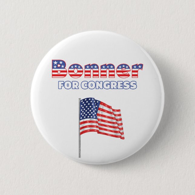 Bonner for Congress Patriotic American Flag Design 6 Cm Round Badge (Front)