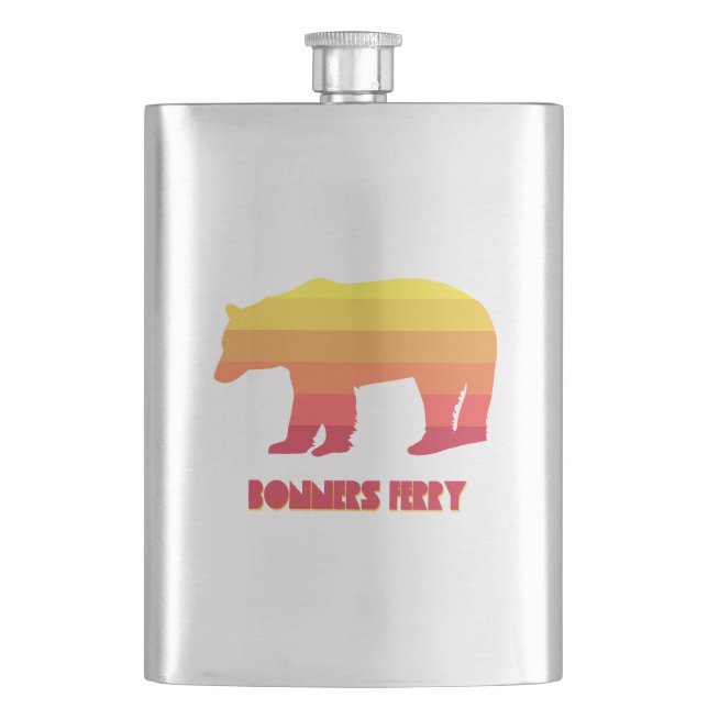 Bonners Ferry Idaho Rainbow Bear Hip Flask (Front)