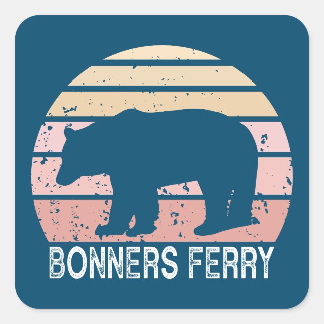 Bonners Ferry Idaho Retro Bear Square Sticker (Front)