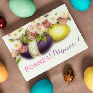 Bonnes Pâques -Vintage Easter Eggs Holiday Card