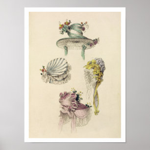 Bonnets for an occasion, fashion plate from Ackerm Poster