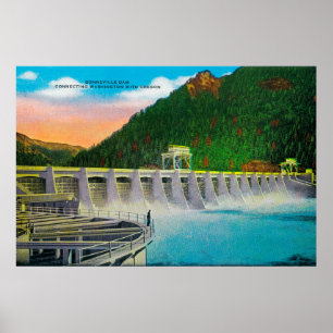 Bonneville Dam on Columbia River Poster
