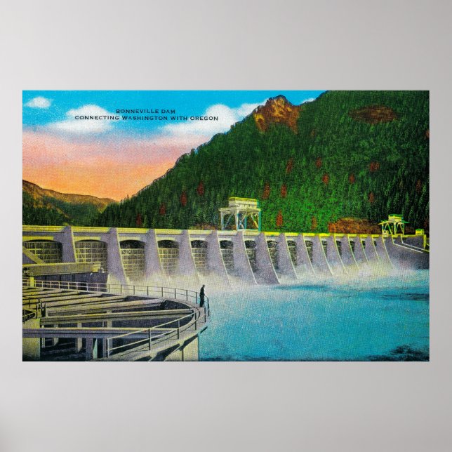 Bonneville Dam on Columbia River Poster (Front)
