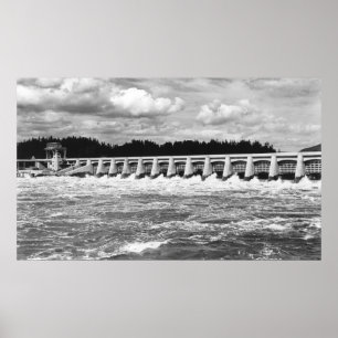 Bonneville Dam View of Main Spillway Photograph Poster