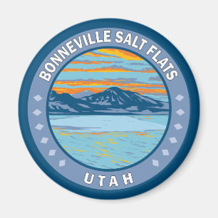 Bonneville Salt Flats Utah Travel Art Vintage Magnet