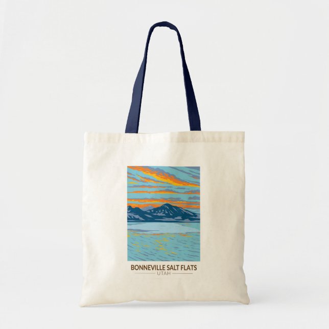 Bonneville Salt Flats Utah Travel Art Vintage Tote Bag (Front)