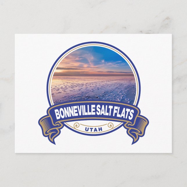 Bonneville Salt Flats Utah Travel Badge Postcard (Front)