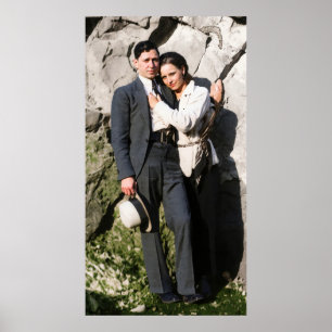 Bonnie And Clyde Embrace 1933 Remastered Poster