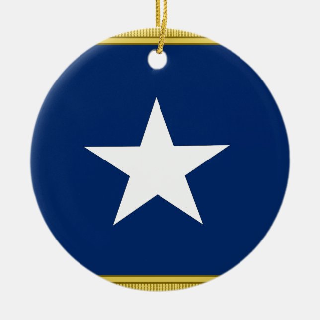 Bonnie Blue Flag First Texas Cofederate Volunteers Ceramic Tree Decoration (Front)