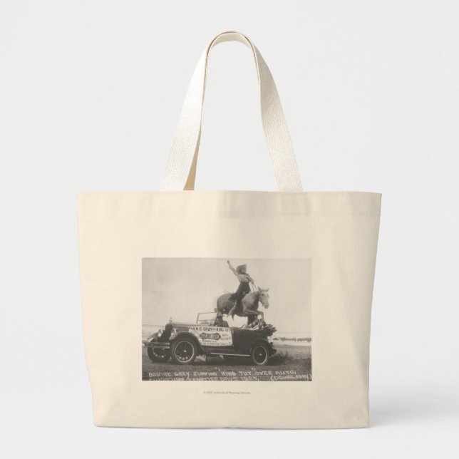 Bonnie Grey jumping her horse. Large Tote Bag (Front)