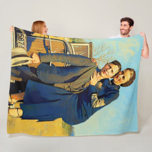 Bonnie Parker Clyde Barrow 1933 Faux Painting Fleece Blanket