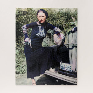 Bonnie Parker Smoking A Cigar 1933 Colour Redux Jigsaw Puzzle