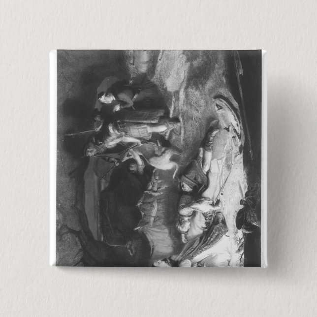 Bonnie Prince Charlie  in Hiding 15 Cm Square Badge (Front)