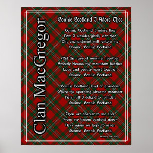 Bonnie Scotland I Adore Thee Clan MacGregor Tartan Poster