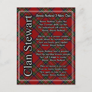 Bonnie Scotland I Adore Thee Clan Stewart Tartan Postcard