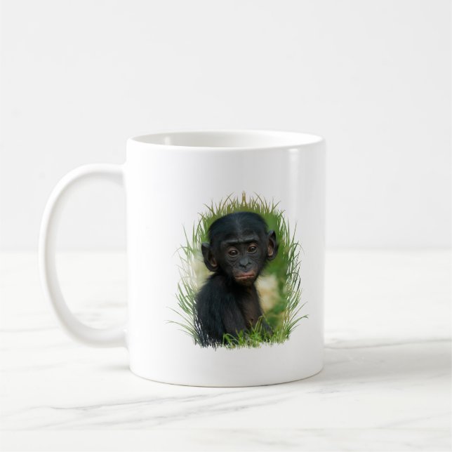 Bonobo Baby In the Grass Coffee Mug (Left)