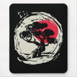 Bonsai Art Japanese Sunset Mouse Pad
