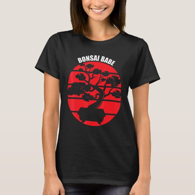 Bonsai Babe Japanese Tree Zen Gardening Retro T-Shirt (Front)