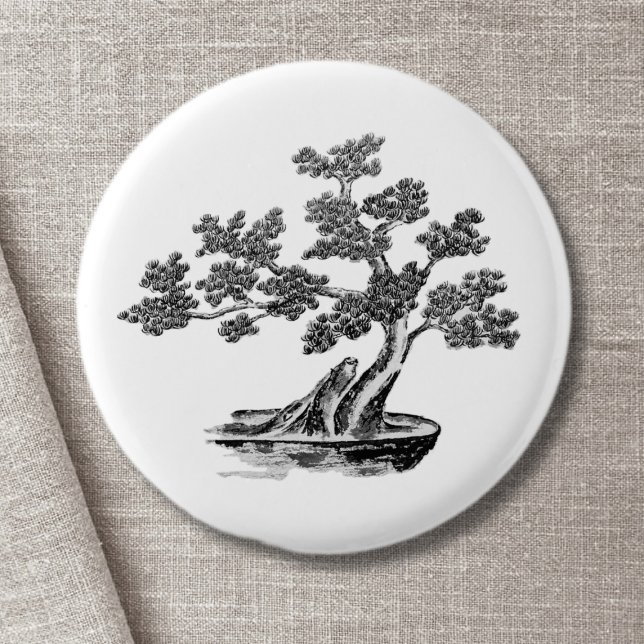 Bonsai - Chinese Style - black and white 3 Cm Round Badge (Creator Uploaded)
