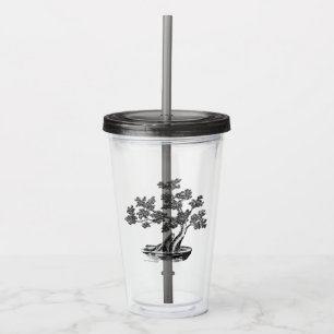 Bonsai - Chinese Style - black and white Acrylic Tumbler