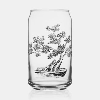 Bonsai - Chinese Style - black and white Can Glass