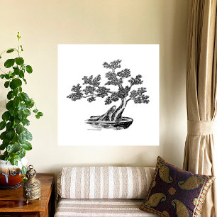 Bonsai - Chinese Style - black and white Poster