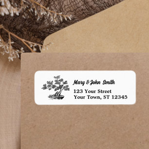 Bonsai - Chinese Style - black and white Return Address Label