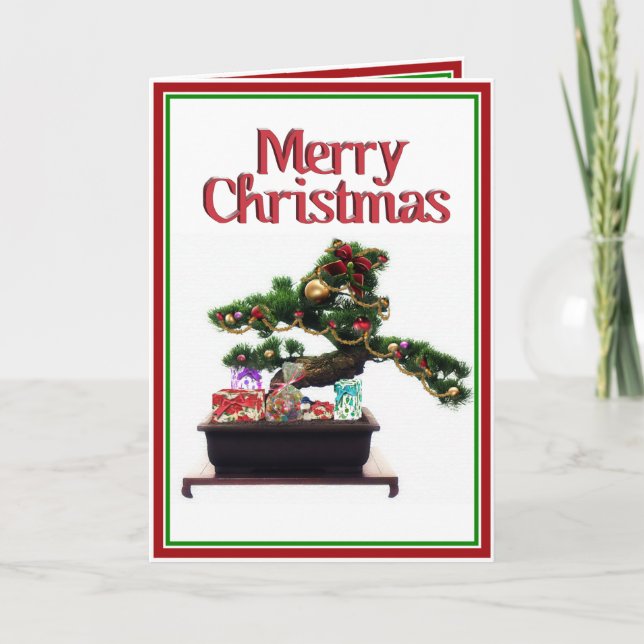 Bonsai Christmas Tree Holiday Card (Front)