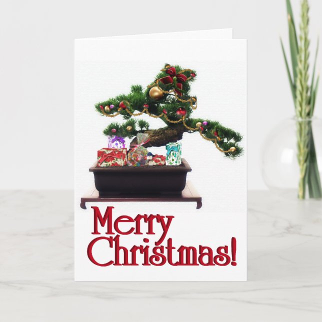 Bonsai Christmas Tree Holiday Card (Front)