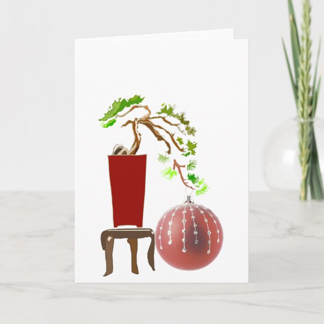 Bonsai Christmas Tree Holiday Card (Front)
