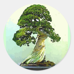 Bonsai Cypress Tree Classic Round Sticker